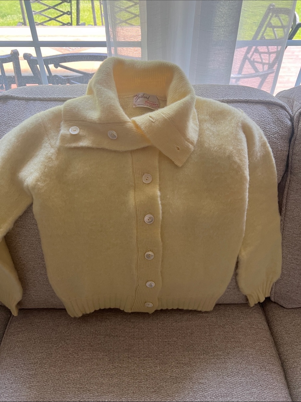 Cozy Pale Yellow Button-Up Shawl Collar Cardigan